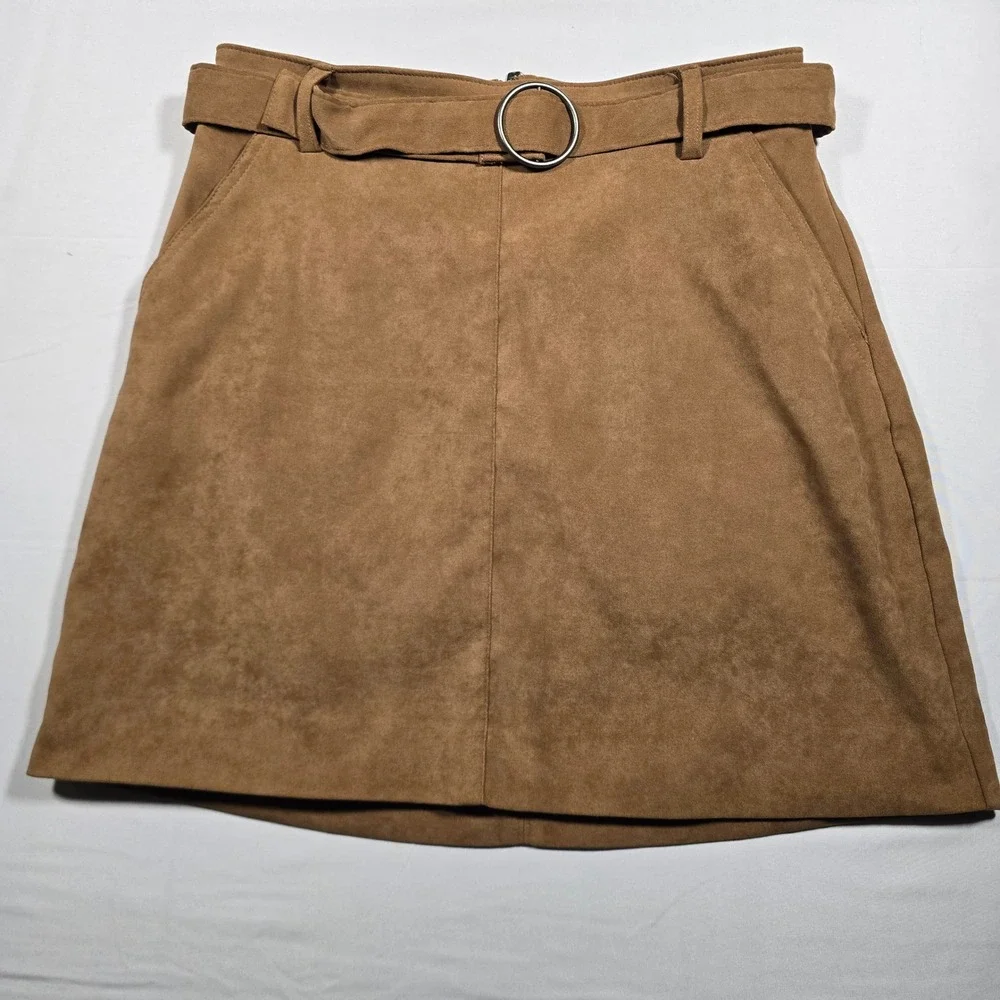 Hollister‎ Faux Suede Mini Skirt High Rise Y2K Brown Women's